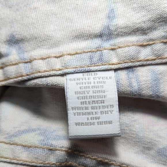 CHARTER CLUB Cotton Floral Denim Button Up Jacket Beige Size Petite Small - Picture 6 of 15
